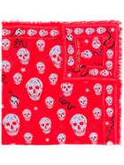 Alexander Mcqueen Skull And Snake Print Scarf - Red