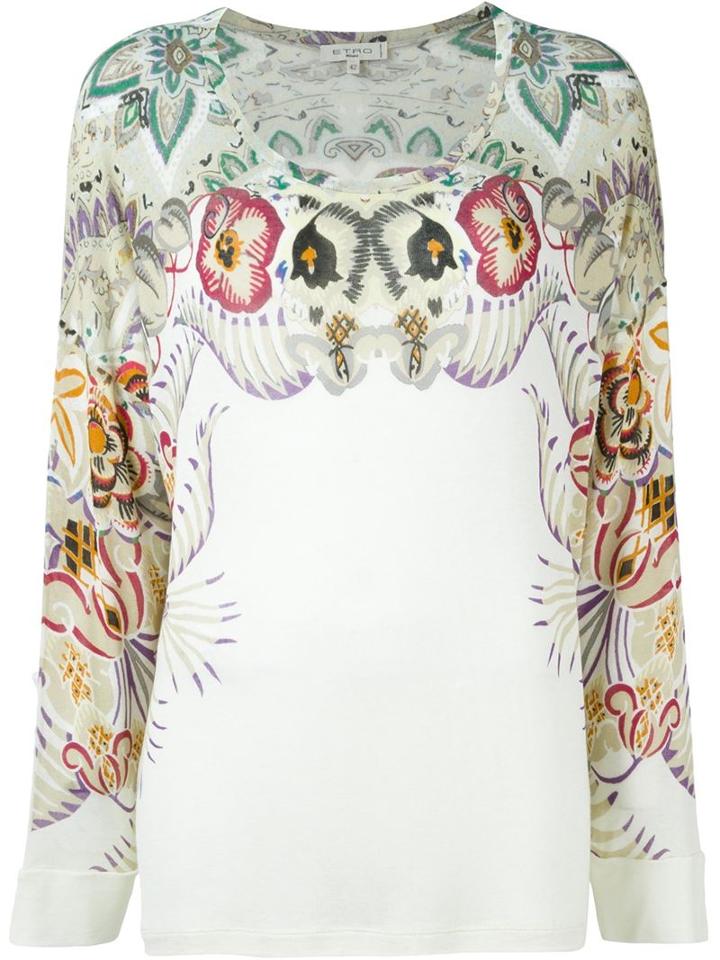 Etro Printed Crew-neck Jumper, Women's, Size: 42, Spandex/elastane/viscose