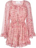 Zimmermann Floral Shift Mini Dress - Nude & Neutrals