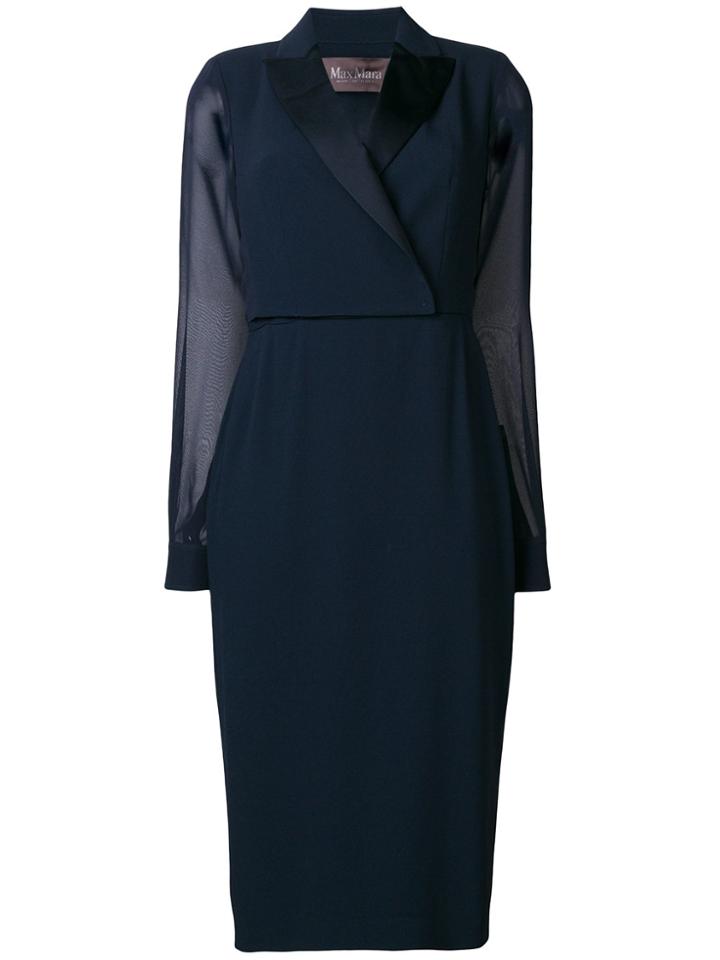 Max Mara Fitted Tailored Midi Dress - Blue