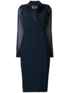 Max Mara Fitted Tailored Midi Dress - Blue