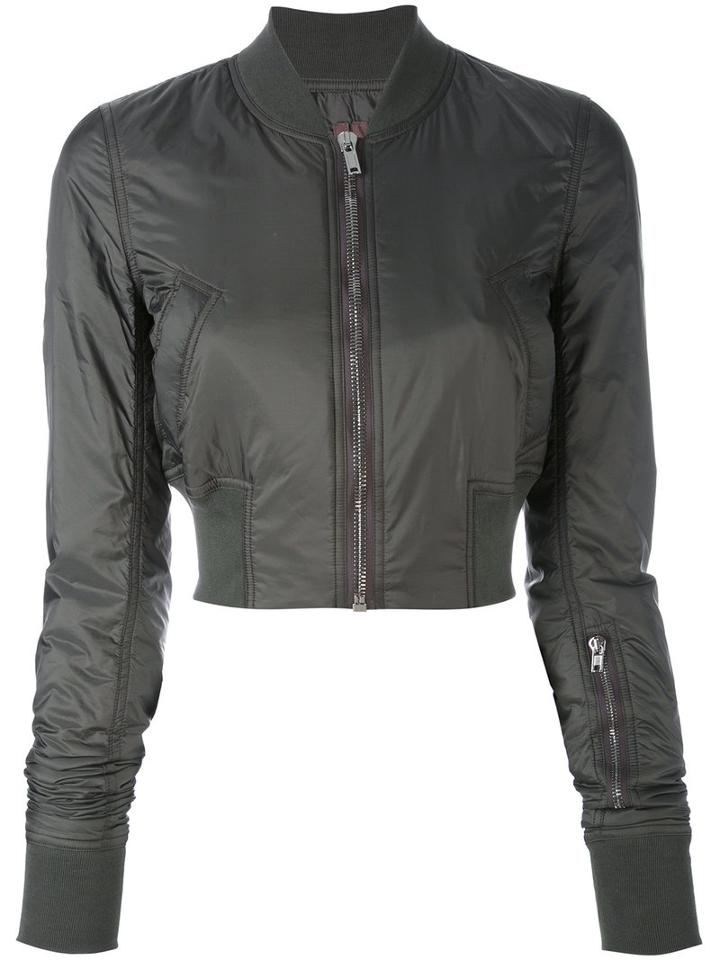 Rick Owens Drkshdw - Fitted Cropped Jacket - Women - Polyamide - L, Grey, Polyamide