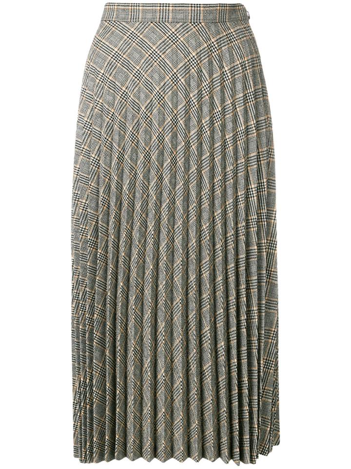 Maison Margiela Check Pleated Midi Skirt - Black
