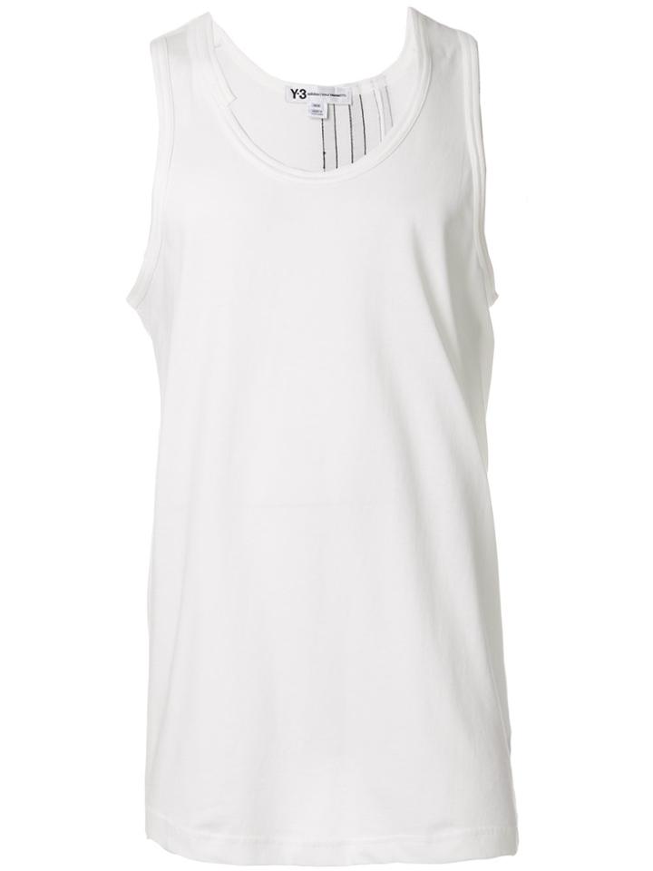 Y-3 Asymmetric Three Stripes Tank Top - White