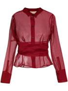 Romeo Gigli Vintage Belted Sheer Shirt - Red