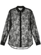 Zambesi Rose Embroidered Sheer Shirt - Black
