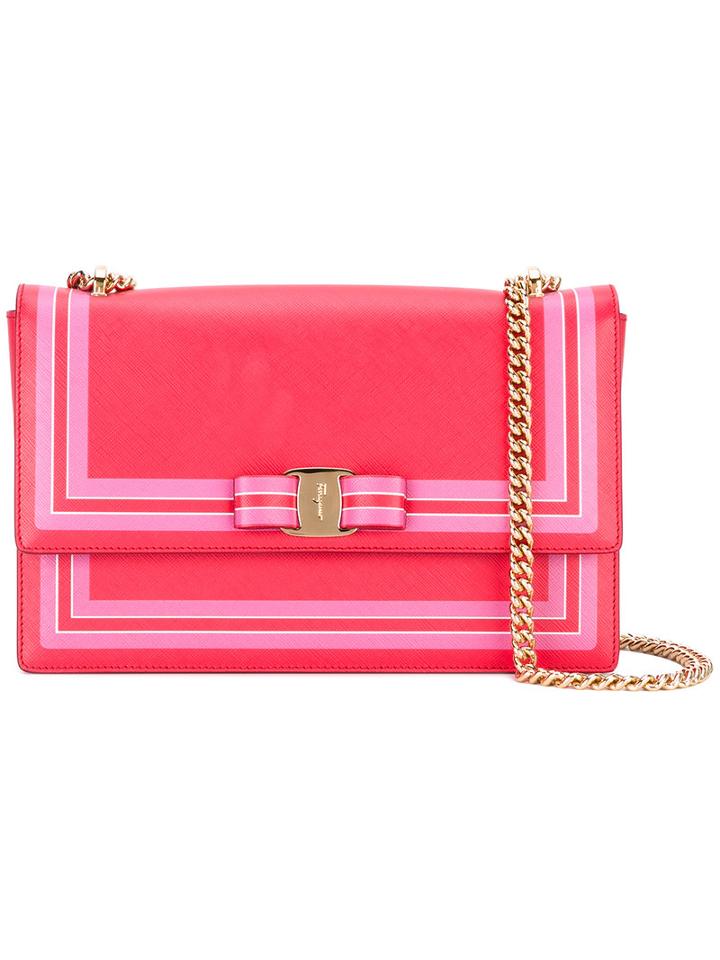 Salvatore Ferragamo - Lined Shoulder Bag - Women - Calf Leather - One Size, Pink/purple, Calf Leather