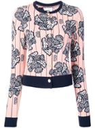 Barrie Cashmere Intarsia Cardigan - Pink