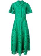 Badgley Mischka Palm Leaf Lace Dress - Green