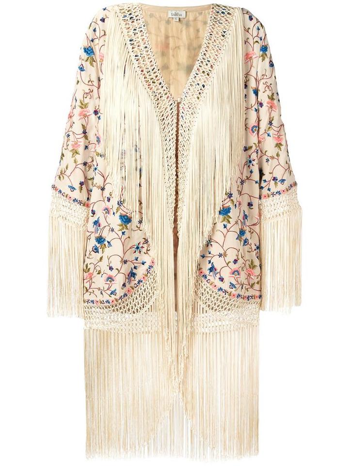 Talitha Fringed Detail Jacket, Women's, Size: Large, Nude/neutrals, Silk