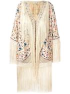 Talitha Fringed Detail Jacket, Women's, Size: Large, Nude/neutrals, Silk