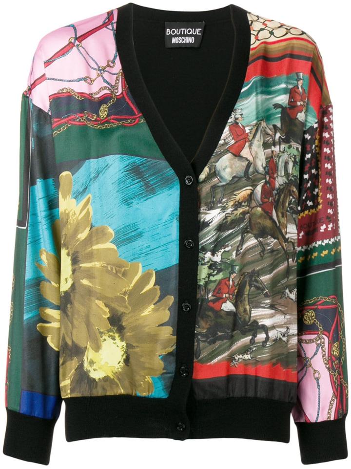 Boutique Moschino Mixed Print Cardigan - Black