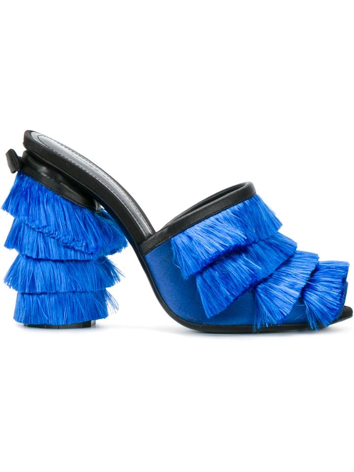 Marco De Vincenzo Fringed Mules - Blue
