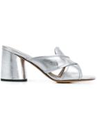 Marc Jacobs Cross Over Strap Block Heel Sandals - Grey