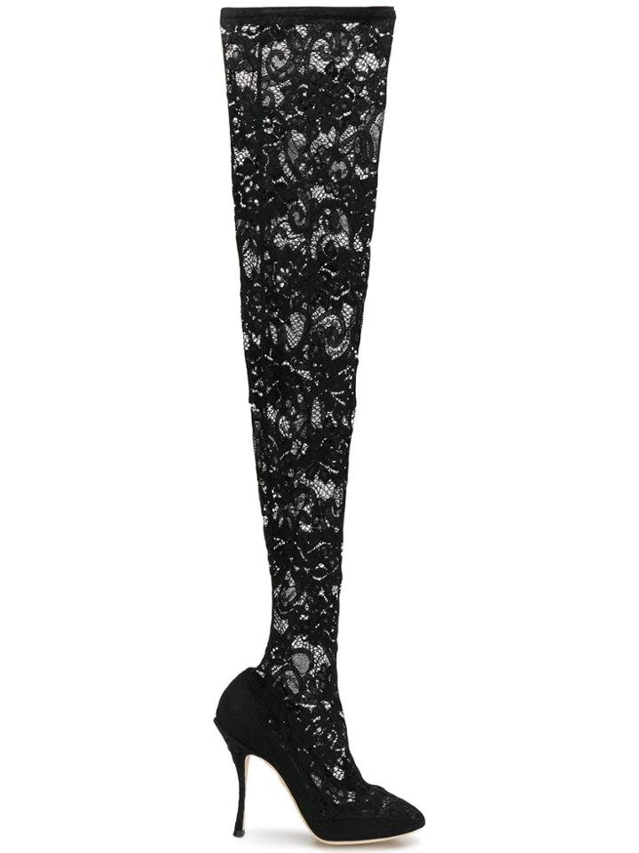 Dolce & Gabbana Lace Over-knee Boots - Black
