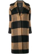 Pinko Checked Single Breasted Coat - Brown