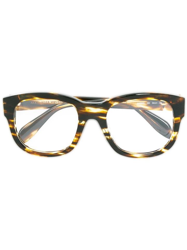 Alexander Mcqueen Round Frame Glasses, Nude/neutrals, Acetate