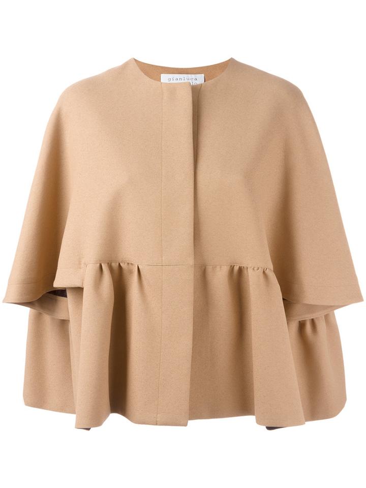 Gianluca Capannolo - Pleated Jacket - Women - Cotton/polyamide/viscose - 42, Nude/neutrals, Cotton/polyamide/viscose