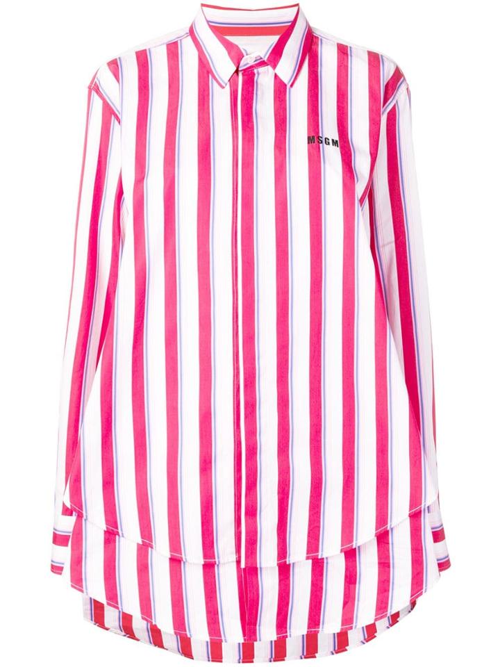 Msgm Layered Stripe Print Shirt - White