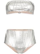 Adriana Degreas Pleated Bandeau Bikini - Silver