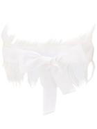 Sara Roka - Fur Trim Bow Belt - Women - Cotton/viscose - M, White, Cotton/viscose