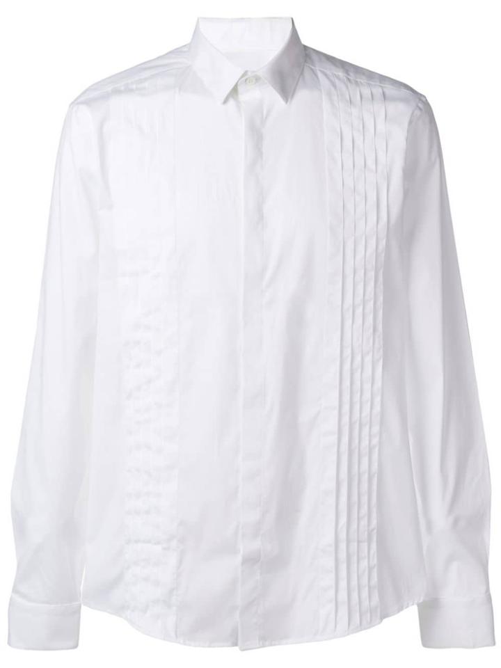 Les Hommes Pleated Front Formal Shirt - White
