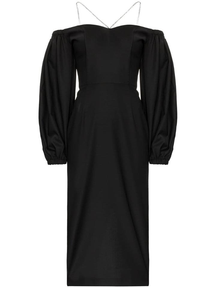 Anouki Off-the-shoulder Crystal-embellished Midi Dress - Black