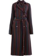 Rokh Double-breasted Striped Trench Coat - Multicolour