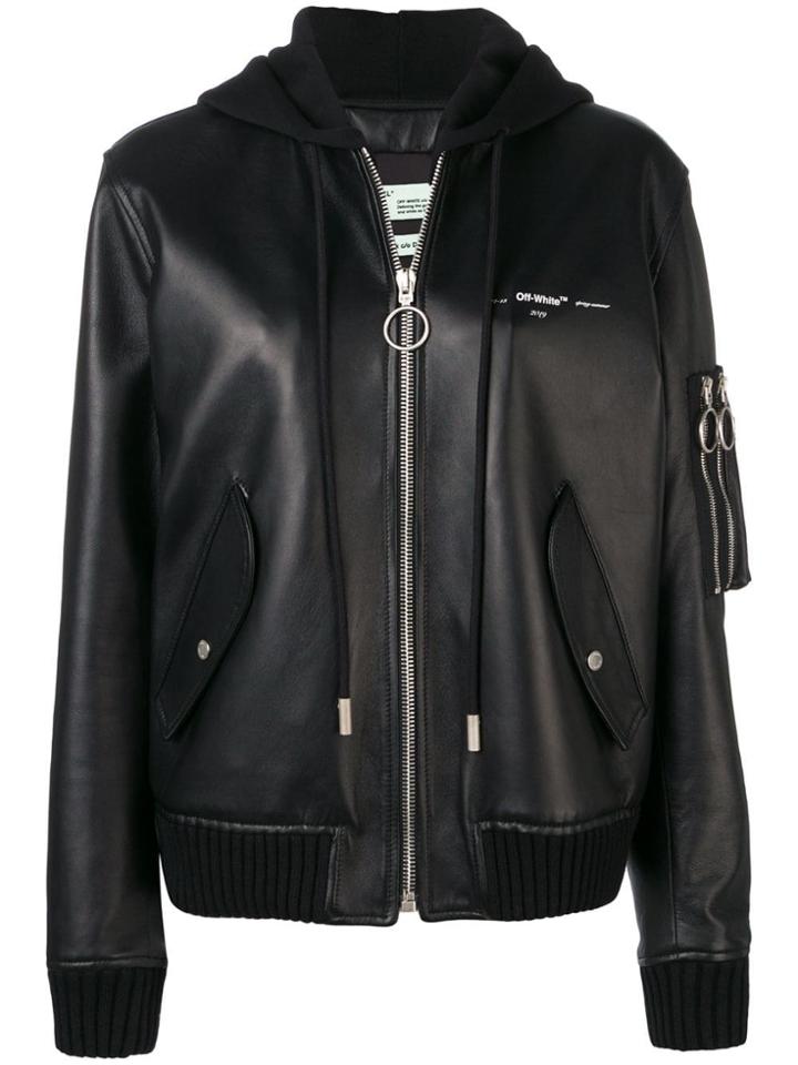 Off-white Hooded Biker Jacket - Black