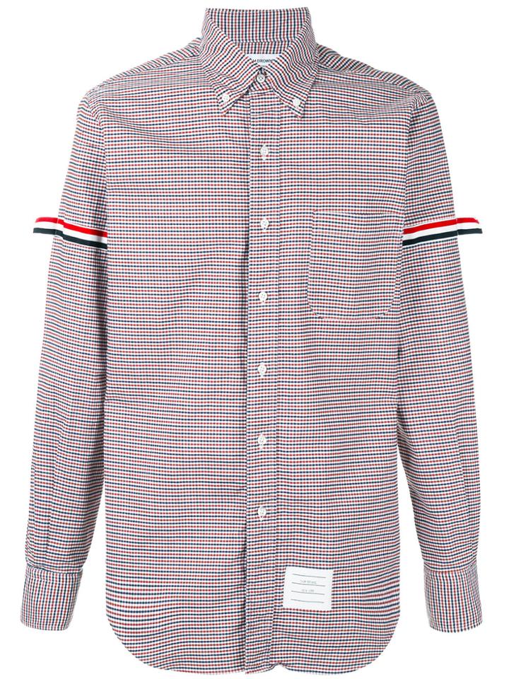 Thom Browne Long Sleeve Shirt With Grosgrain Armbands In Red, White