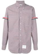 Thom Browne Long Sleeve Shirt With Grosgrain Armbands In Red, White