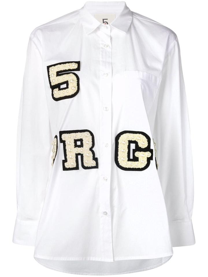 5 Progress Bead Embroidered Shirt - White