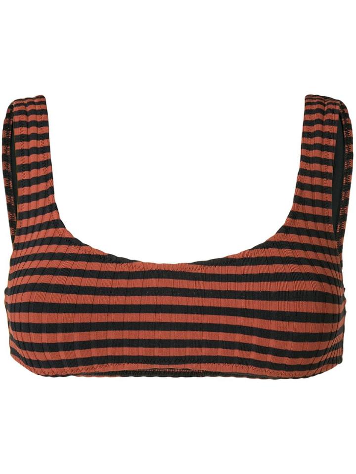 Solid & Striped Ribbed Knit Bikini Top - Brown