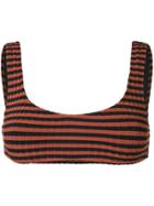 Solid & Striped Ribbed Knit Bikini Top - Brown
