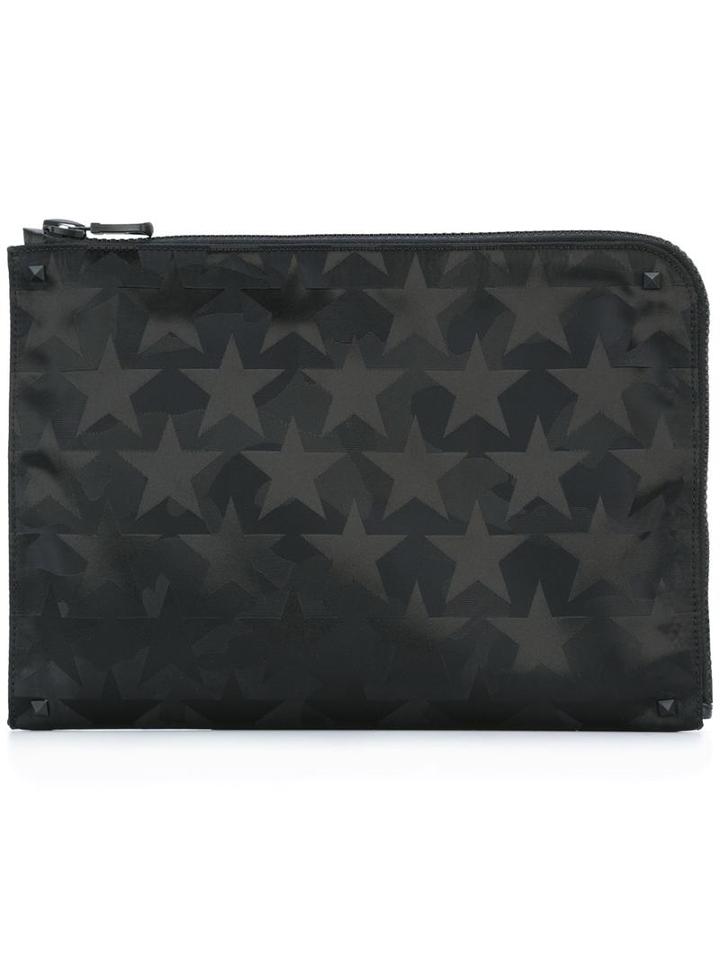 Valentino Valentino Garavani Rockstud Camustars Clutch, Men's, Black, Polyester