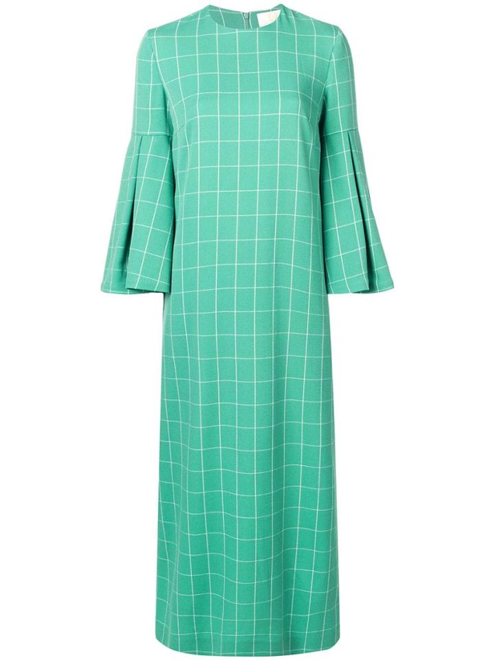 Sara Battaglia Check Print Maxi Dress - Green