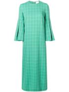 Sara Battaglia Check Print Maxi Dress - Green