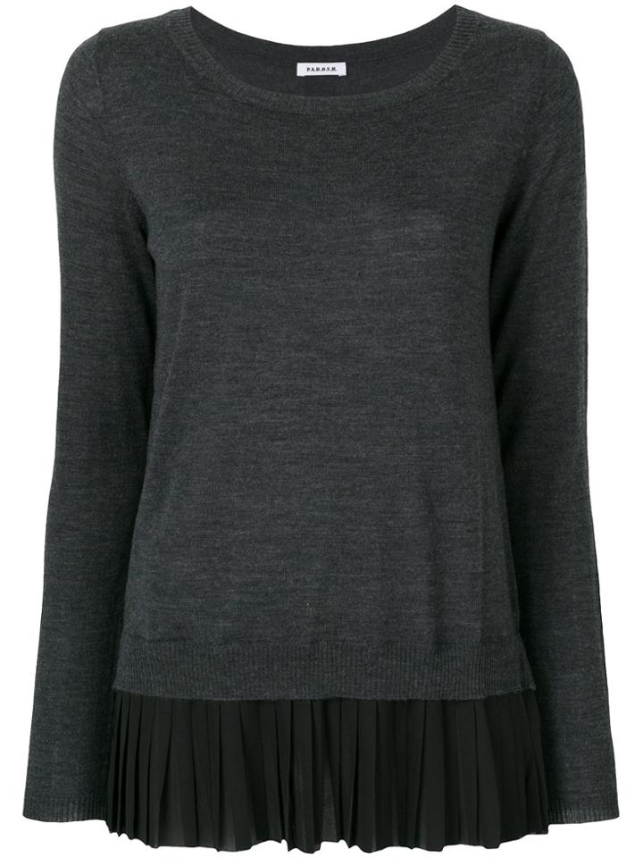 P.a.r.o.s.h. Pleated Hem Jumper - Grey