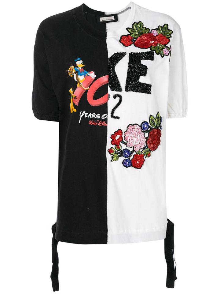 Night Market Embellished Contrast Panel T-shirt - Black