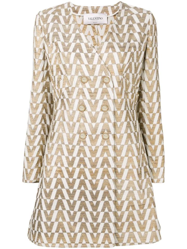 Valentino Jacquard Knit Brocade Coat - Gold