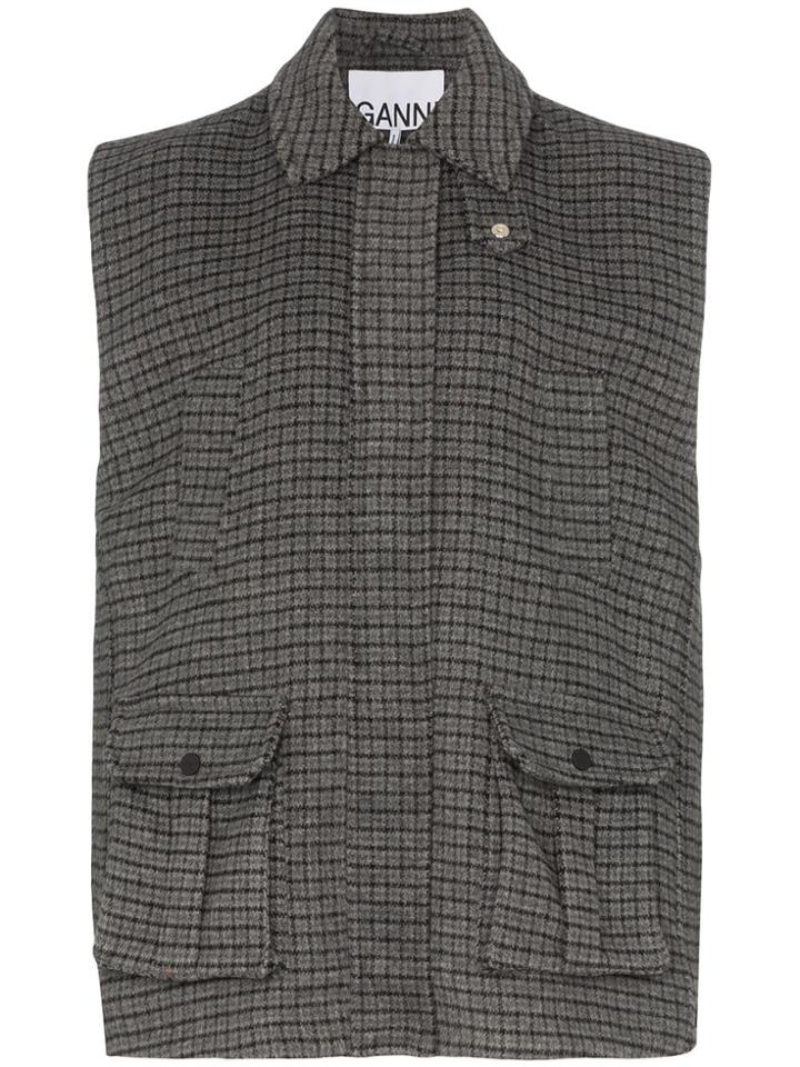 Ganni Checked Waistcoat - Grey