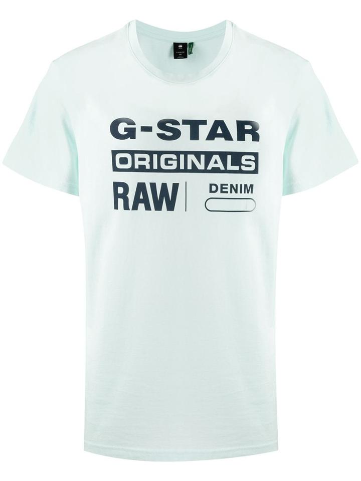 G-star Raw Research Logo Print Crew Neck T-shirt - Blue