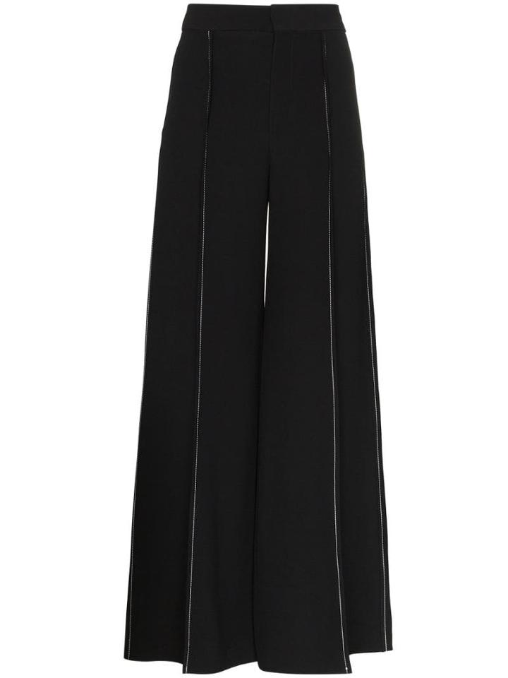 Marni Contrast-stitch Flared Trousers - Black