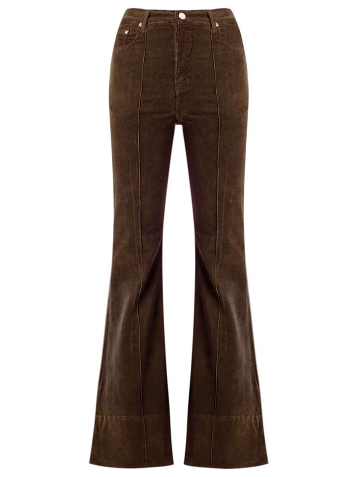 Amapô High Waist Velvet Flared Trousers - Brown