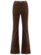 Amapô High Waist Velvet Flared Trousers - Brown