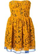 Msgm Embroidered Strapless Dress, Women's, Size: 40, Yellow/orange, Silk/polyester