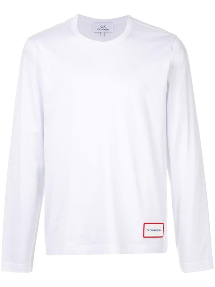 Ck Calvin Klein Logo Patch Long-sleeve Top - White