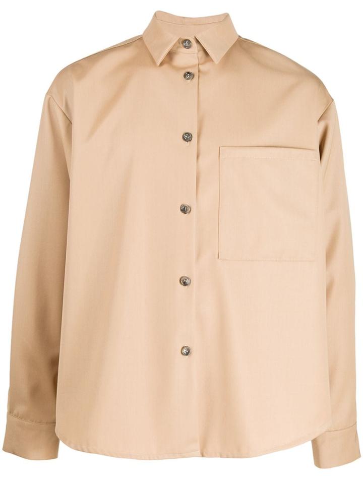 Duo Duo Oversized Buttoned Shirt Smile Laughing - Neutrals