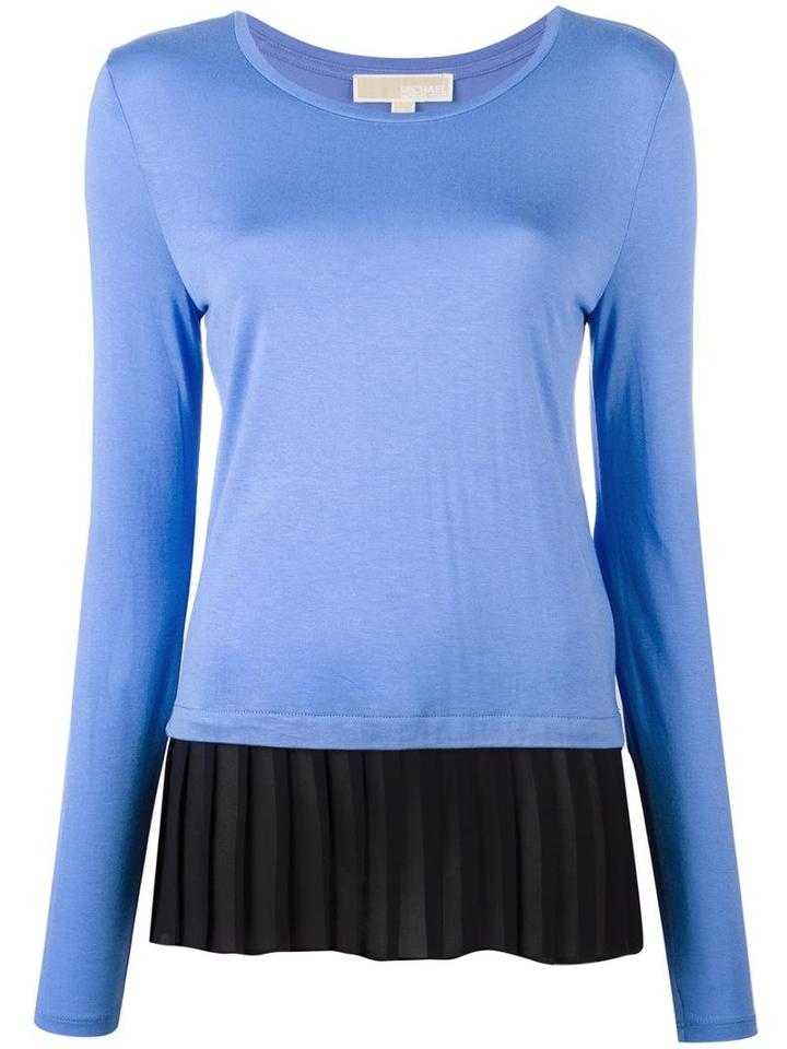 Michael Michael Kors Pleated Detail Longsleeved T-shirt, Women's, Size: Large, Blue, Lyocell/viscose
