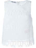 Dondup Embroidered Tank Top, Women's, Size: 42, White, Cotton/polyester/polyamide/spandex/elastane